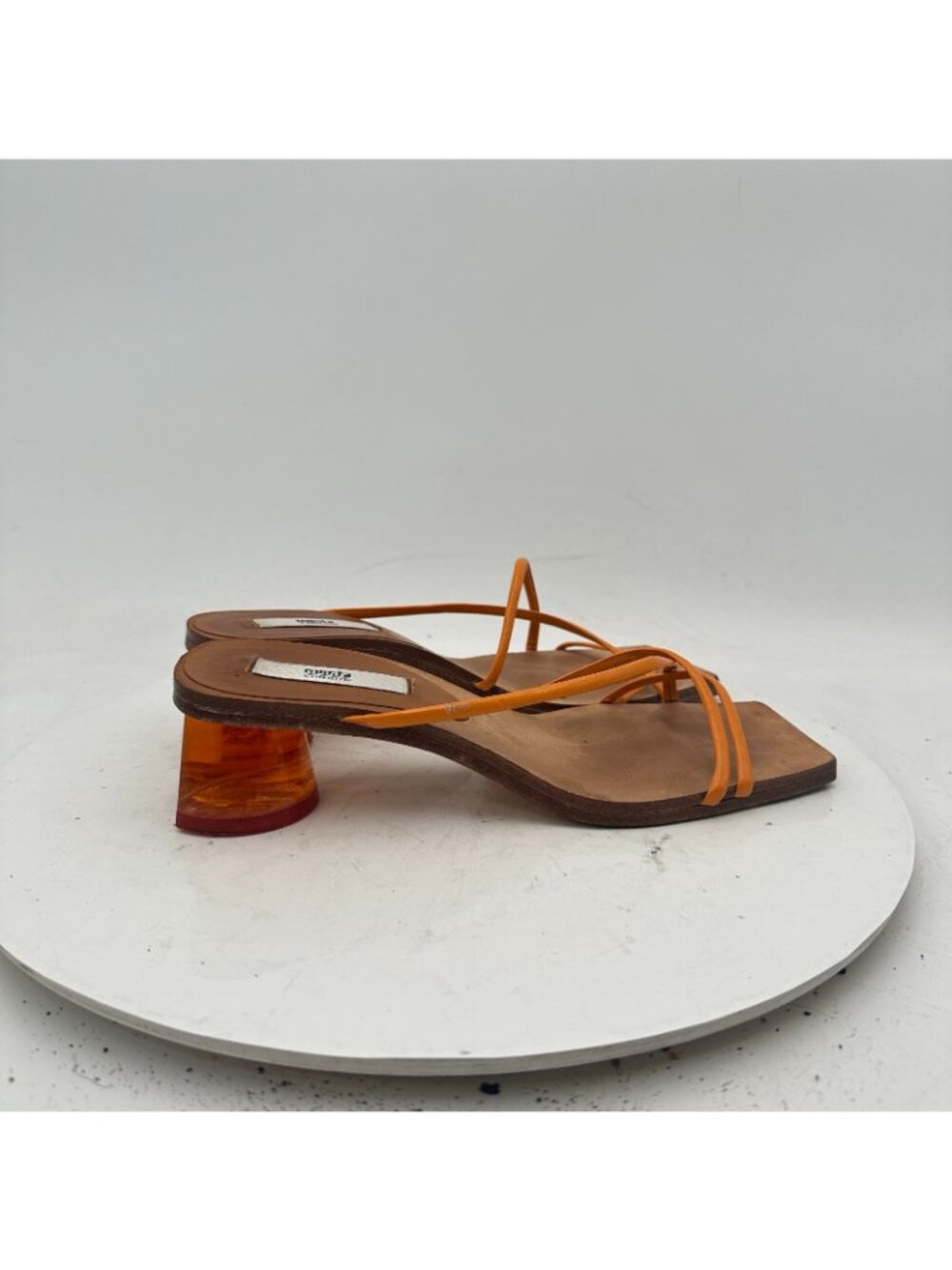 Miista Women Size EU 36 US 6 Orange Slim Leather Strap Tranculent Heel Sandal - Picture 4 of 12